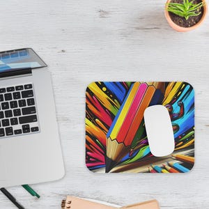 Teacher Mousepad, Colorful Swirl Mousepad, Artist Teacher gift, Cute Teacher Desk Accessory, Appreciation Gift, Colored Pencil Design