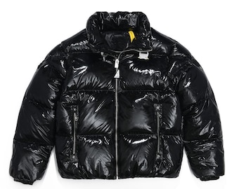 Glossy Black Puffer Jacket: Insulated Unisex Winter Coat Easter Gift