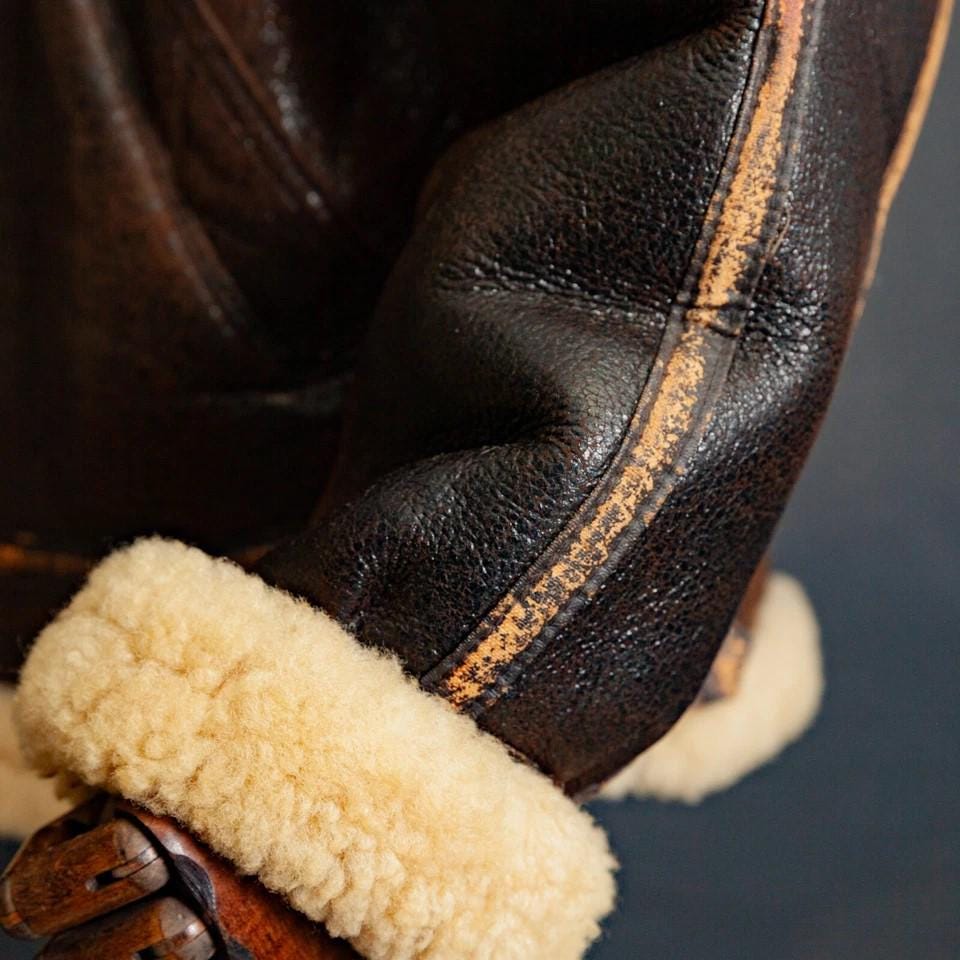 SWJGLITTR Men's Winter Bomber Leather Jacket Sherpa Lined Vintage Faux