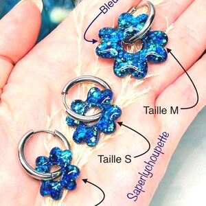 Boucles d'oreilles puces bleu motifs - Créations Miss Terre- Christelle