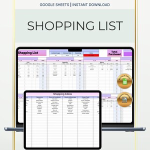 Household Budget Shopping List | Category Expense Tracker & Checklist Spreadsheet | Google Sheets