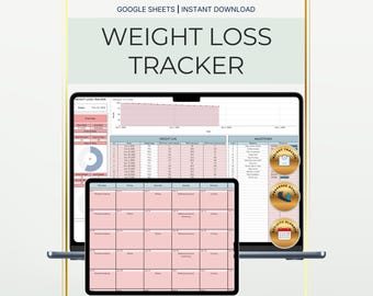 Weight Loss Tracker Spreadsheet  Google Sheets, Daily Weekly Weigh-In Chart, Activity Calendar Planner, Weight Journal