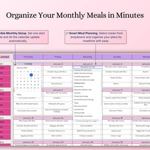2026 Meal Planner Spreadsheet | Digital Download | Google Sheets