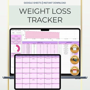 Weight Loss Tracker Google Sheets, Weight Loss Planner, Fitness Activity Calendar, Progress Chart