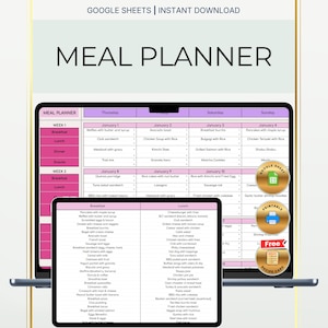 Family Meal Planner Spreadsheet | Weekly Menu (Google Sheets)