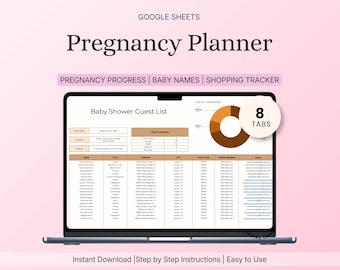 Hoja de cálculo para planificar el embarazo / Seguimiento semanal, lista de verificación prenatal y panel de hitos / Hojas de cálculo de Google
