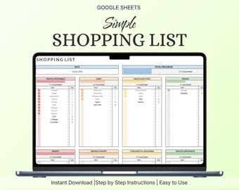 Weekly Shopping List Spreadsheet | Grocery Checklist & Progress Tracker | Google Sheets