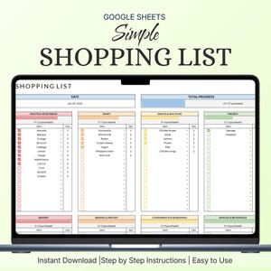 Weekly Household Shopping List | Category Checklist & Progress Tracker | Google Sheets
