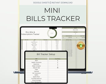 Plantilla de hoja de cálculo para el seguimiento de facturas, presupuesto mensual y seguimiento de gastos, planificador financiero de Google Sheets, presupuesto digital de descarga instantánea