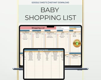 Plantilla de lista de artículos esenciales para bebés / Hoja de cálculo con lista de verificación para recién nacidos / Planificador minimalista de registro de bebés / Descarga digital de Google Sheets