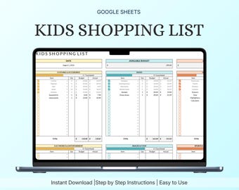 Bright Back to School Kids Shopping List | Budget Tracker & Actual Spending | Google Sheets