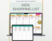 Kids Shopping List Spreadsheet, Editable Kids Grocery List Template, Printable Fun Checklist, Family Grocery Planner for Children