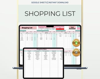 Budgetplanner voor boodschappen Google Spreadsheets: spreadsheetsjabloon voor boodschappenlijstjes en etenswaren voor het plannen van gezinsboodschappen