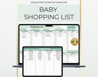 Baby Essentials Checklist | Newborn Registry & Nursery Checklist Printable + Google Sheets Spreadsheet | Instant Download