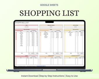 Lista de la compra mensual del hogar / Seguimiento del presupuesto y lista de categorías / Hojas de cálculo de Google