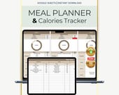 Weekly Meal Planner & Calorie Tracker | Meal Prep Planner Google Sheets | Food Log Spreadsheet | Editable Digital Download