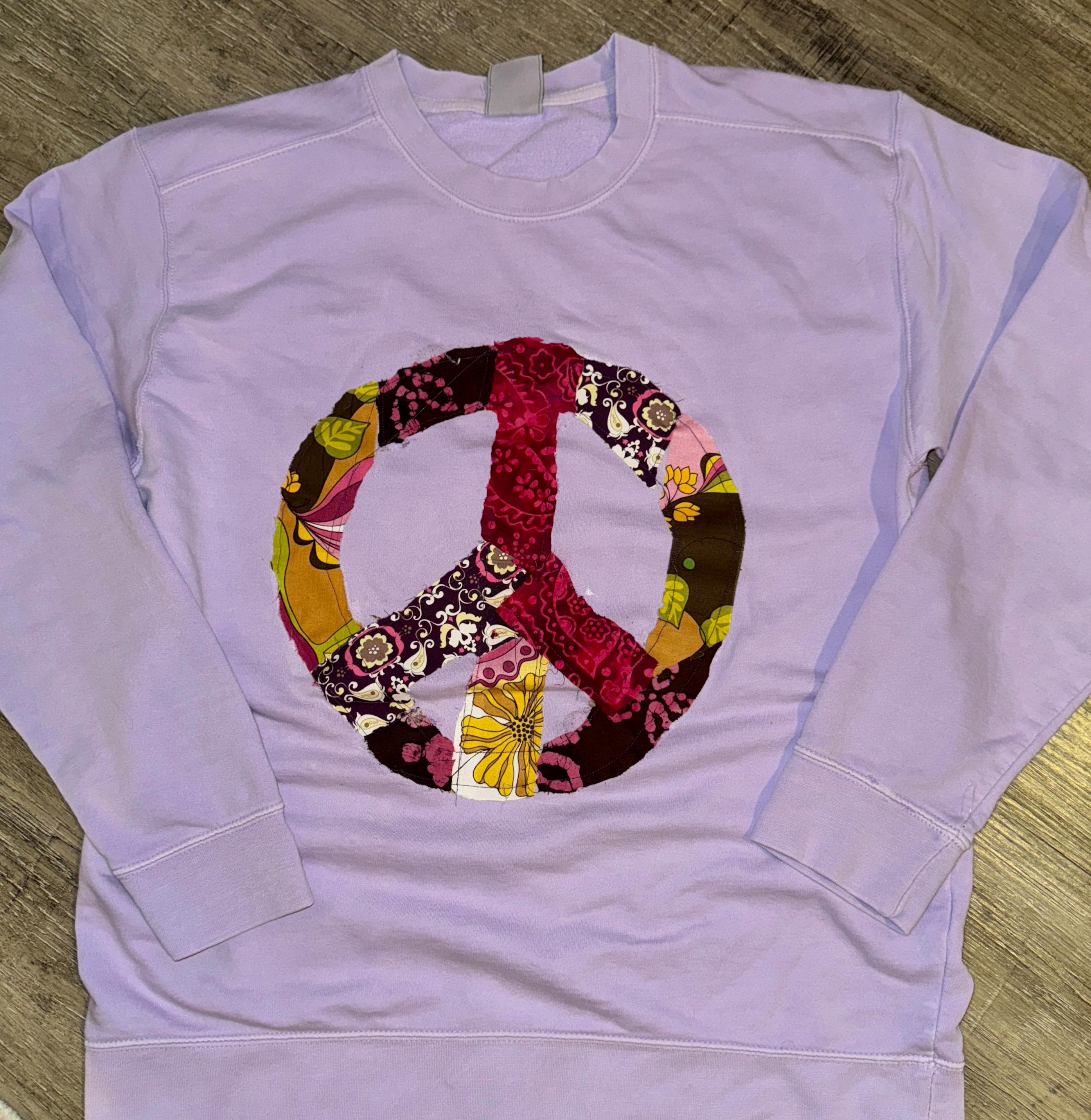 Quilted Peace Sign Sweatshirt - Etsy