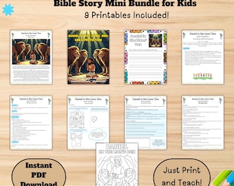 Daniel in the Lion's Den Bible Story Bundle: Lesson Plan, Coloring Page (PDF Download)