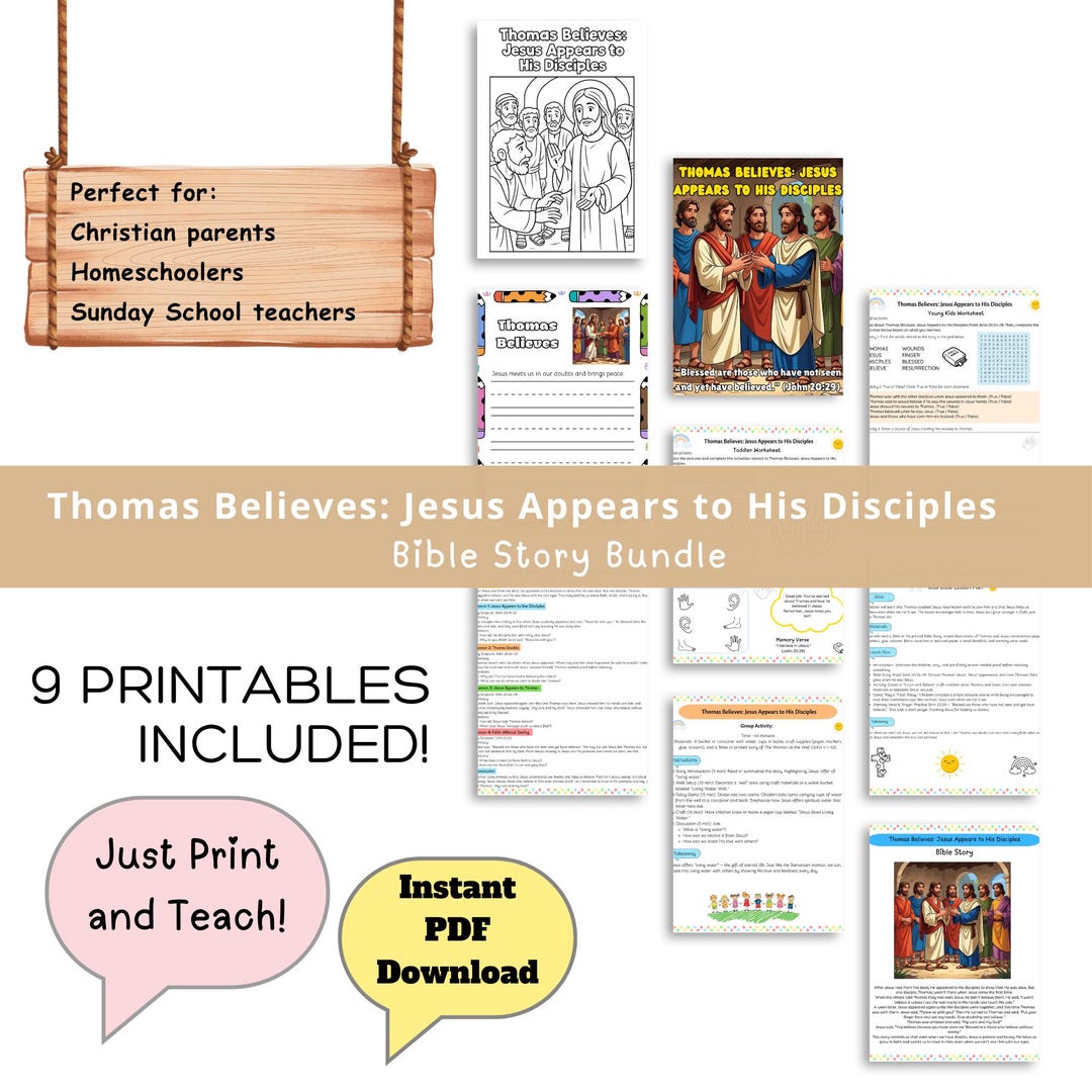 Thomas Believes Jesus Appears to His Disciples Bible Story Bundle: Kids ...