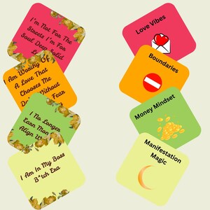 40 vibrantes tarjetas de afirmación para el amor, el dinero y la manifestación. Producto digital.