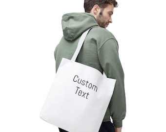 Personalized Custom Text Tote Bag, Eco-Friendly Shopping Bag, Canvas Market Bag, Gift for Her, Beach Tote, Minimalist Design