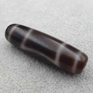 Vintage tibetische Dzi Perle 38.3 mm - Himalaya Kreis & Quadrat, antike spirituelle Schmuck Charm