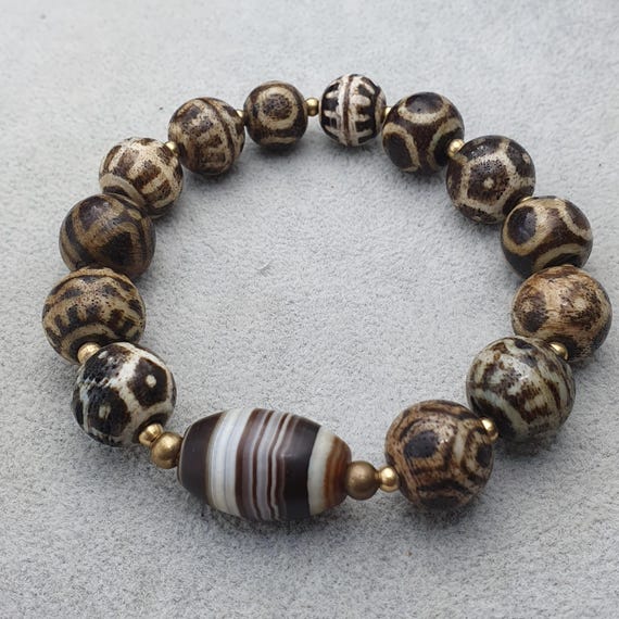 Antique Pumtek Pyu Natural Pattern Suliemani Agat… - image 1