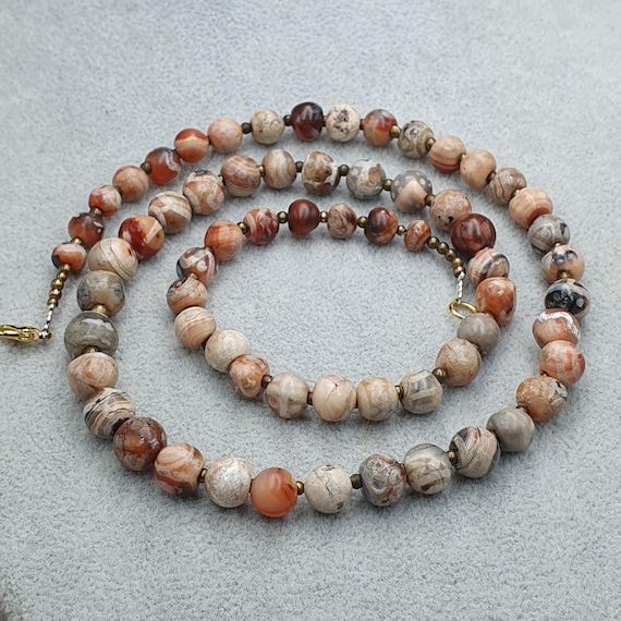 アンティークエッチングカーネリアンアゲートビーズネックレス 20