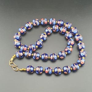 Vintage Venetian Style Skunk Glass Beads Necklace 20 Inch | 12.3mm Beads