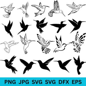Hummingbird SVG Bundle | Bird Silhouette Flying Bird SVG | Digital Cut Files | svg png eps dxf for Cricut & Silhouette | Hummingbird Clipart