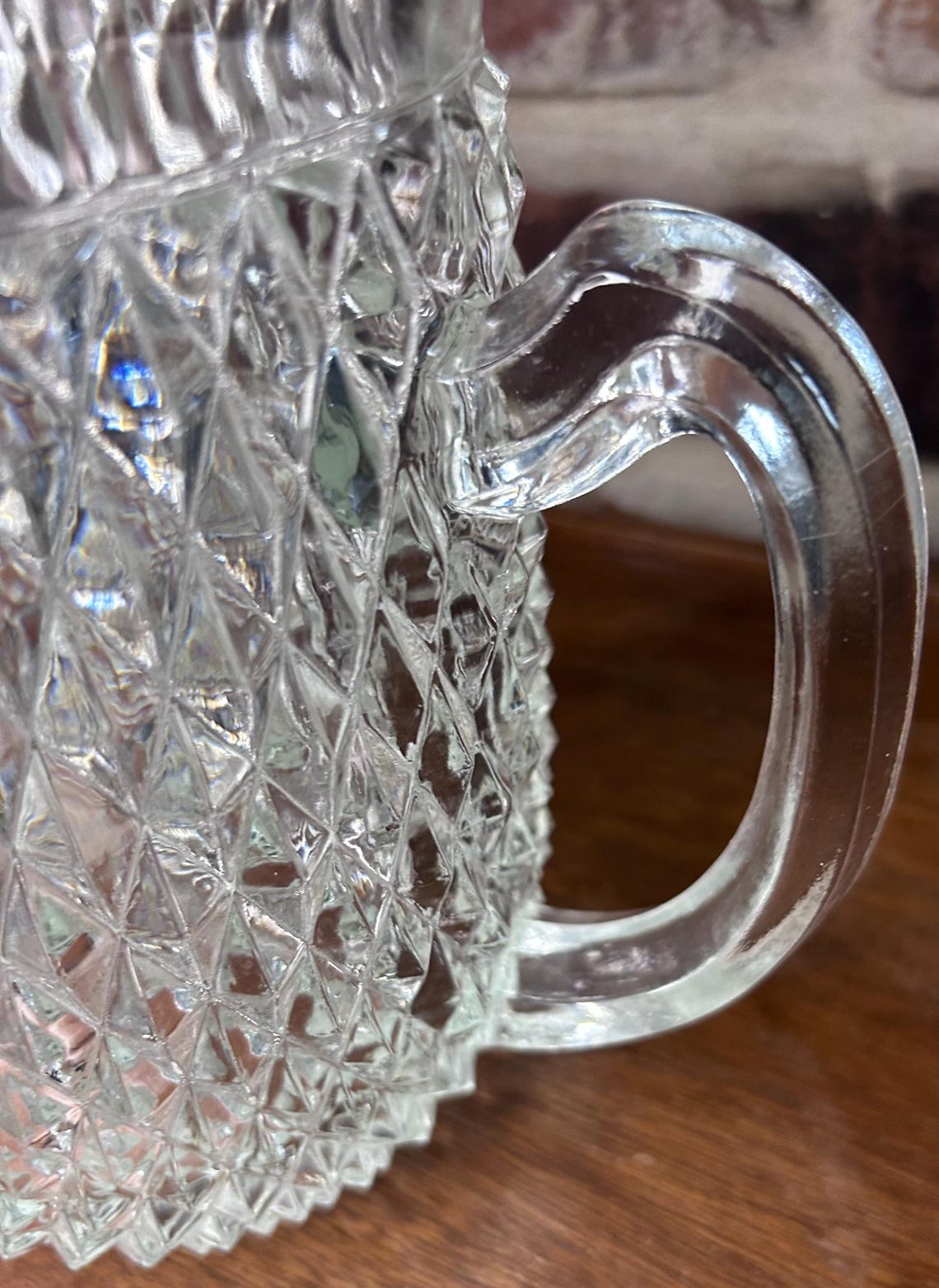 Vintage Indiana Glass Co Diamond Point Pitcher - Etsy