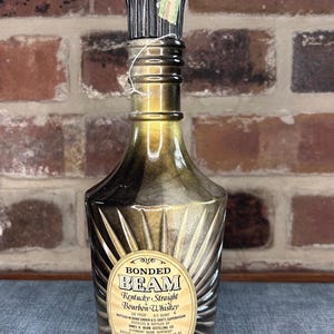 Vintage Bonded Jim Beam Glass Bottle Decanter  empty