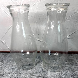 Set 2 Glass Hurricane Lamps/Candle Chimney Beaded Globes. 8.5&quot; H, 2 7/8&quot;
