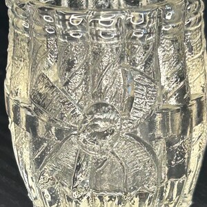 Victorian Bryce Higbee Banded Barrel Pressed Glass Toothpick Holder with Bow c.1890