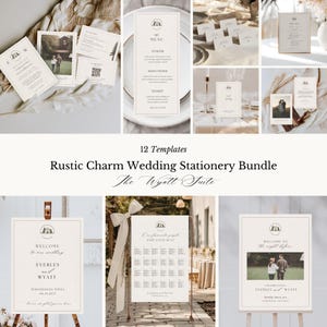 Country Wedding Signage Bundle Wedding Reception Signs Editable Template Western Wedding Invitation Suite Barn Wedding Invite with Photo