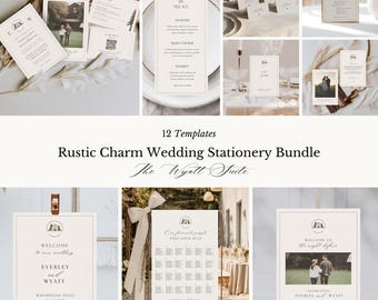 Country Wedding Signage Bundle Wedding Reception Signs Editable Template Western Wedding Invitation Suite Barn Wedding Invite with Photo