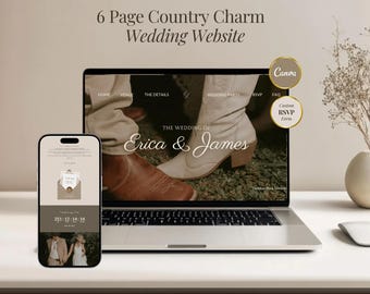 Western Wedding Website Template Canva Editable Cowboy Wedding Website Rustic Ranch Wedding with RSVP Digital Invitation