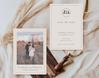 Photo Save the Date Template Canva Digital Country Save the Date Rustic Wedding Invitation Card Western Save the Date Barn Printable Invite