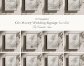 Old Money Wedding Sign Bundle Vintage Wedding Bar Menu Template Reception Signage Bundle Black and White Wedding Table Sign Set Elegant