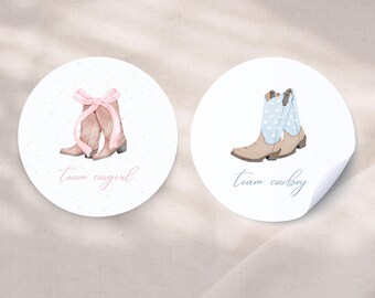Cowgirl Baby Shower Sticker Team Cowboy Party Favor Tags Cowboy Boots Editable Tag Baby Shower Template Country Theme Decorations Pink Bow