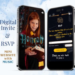 Convite Digital Wizard e RSVP - Mini Website - Convite Mágico - Aniversário do Wizard - Convite Eletrônico Legal para Celular