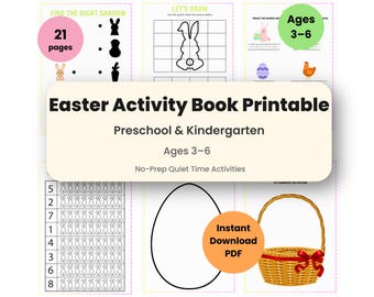 Easter Activity Book Printable | Preschool, Kindergarten Ages 3-6 (Printable PDF)