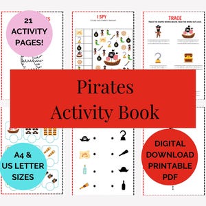 Pirates Activity Book Preschool, Kindergarten Ages 3-6 | Classroom & Quiet Time Activity Pack (PDF Download)