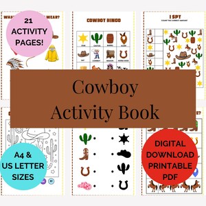 Cowboy activiteitenboek kleuterschool, kleuterschool 3-6 jaar | Activiteitenpakket Klaslokaal en stille tijd (pdf-download)