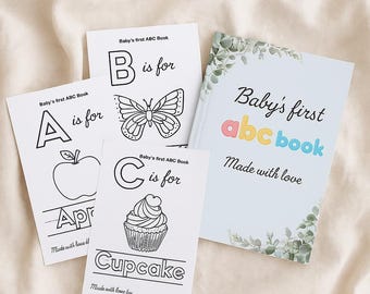Baby Shower ABC Coloring Book, First Alphabet Activity (Printable PDF)