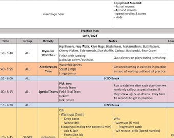 Youth Football Weekly Practice Plan Template