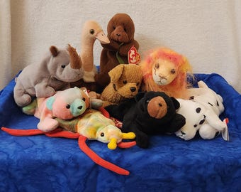 Beanie Baby Scurry Sparky Blackie Sammy Stretch Tuffy Seaweed Spike Bushy Plush, Gift for Christmas, Gift for Birthday, Gift for Child