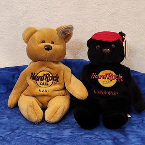 Ty Beanie Baby Hard Rock Café Maui or Edinburgh Bear, Gift for Christmas, Gift for Friend, Gift for Birthday, Hard Rock Collectible Bears