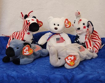 Beanie Baby Patriotic Donkey Elephant or Bear, Gift for Patriotic Persons, Gift for 4th of July, Gift for Birthday, Patriotic Home Décor