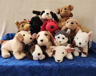 Beanie Baby Dogs Bruno Tracker Rufus Butch Kirby Nanook Courage NYPD Spunky Rover Tuffy Gigi or Bernie Plush, Christmas Stocking Stuffers